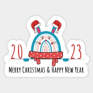 Merry Christmas & Happy New Year Bunny Sticker